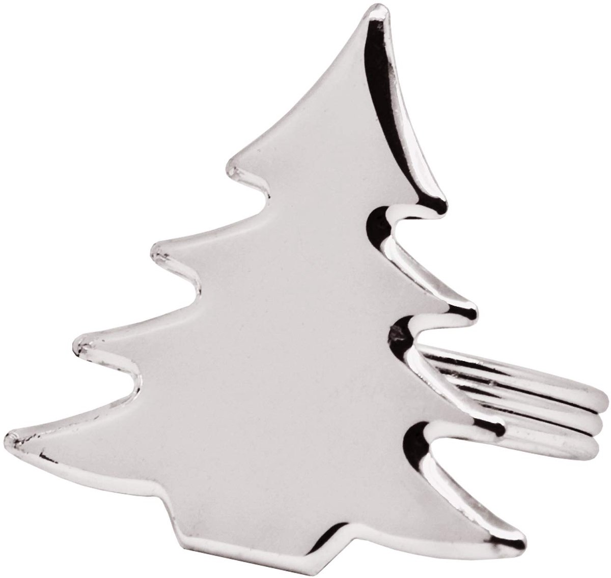 Famanu – Set van 4 verzilverde servetringen in dennenboomvorm, aanslagbestendig, perfect voor feestelijke tafeldecoratie
