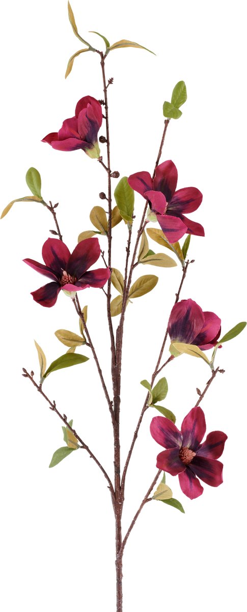 Easyplants | Kunstbloem Magnolia 94 cm bordeaux | Zijde | Nepbloemen | bordeaux | Onderhoudsvrij | Kant-en-klaar