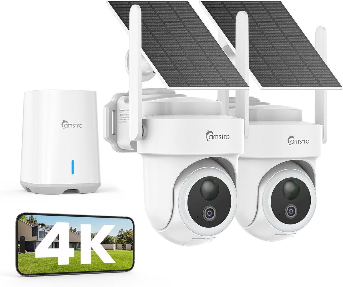 CAMSTRO HomeBase 4K bewakingscamera voor buiten, 360° panorama, draadloze camera, 2 cam-kits en 64 GB lokaal geheugen - ShopVlot