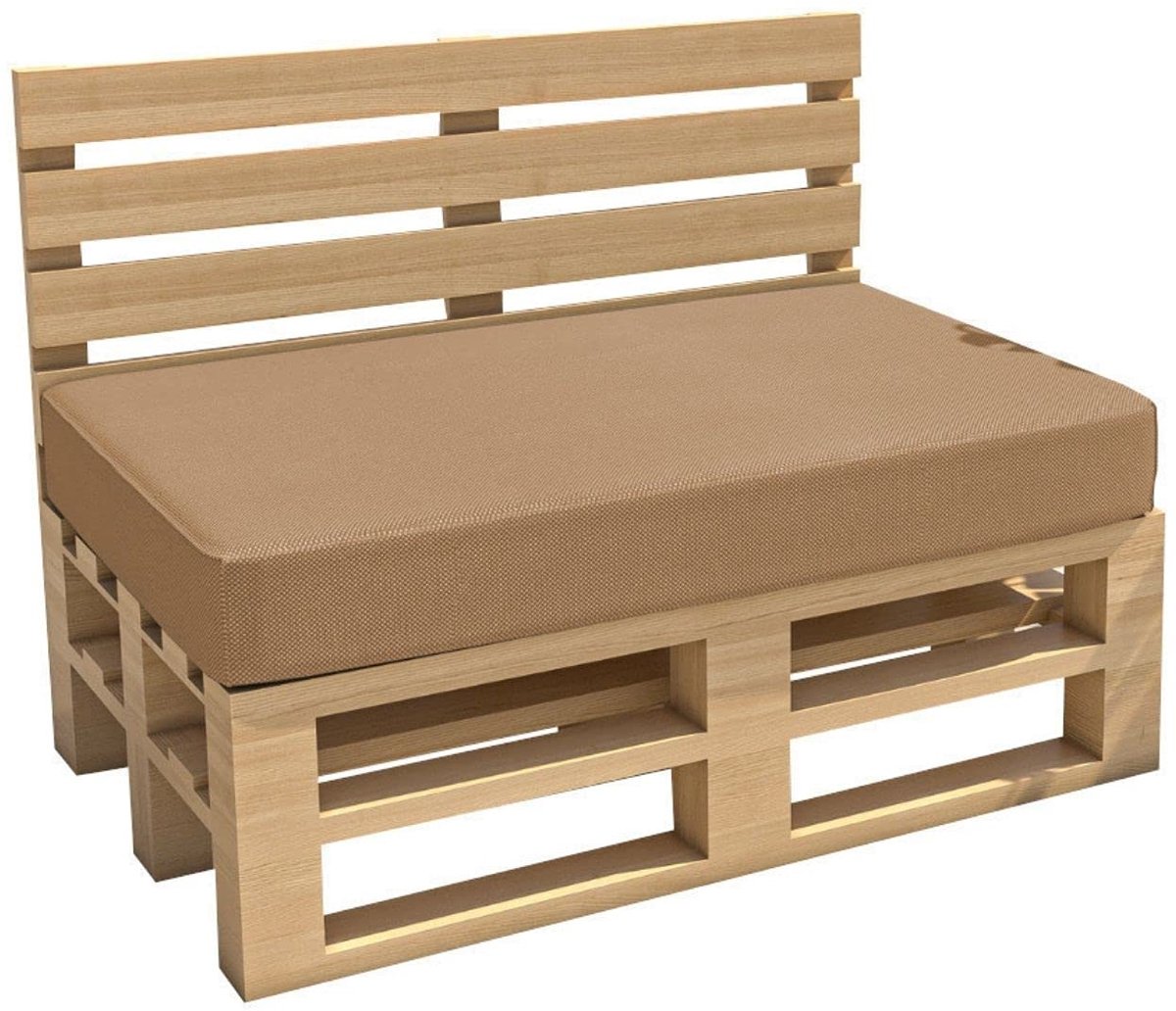 Famanu – Palletkussen, waterdicht zitkussen voor binnen en buiten, wasbaar en afneembaar, rugkussen, 120 x 60 x 15 cm, beige