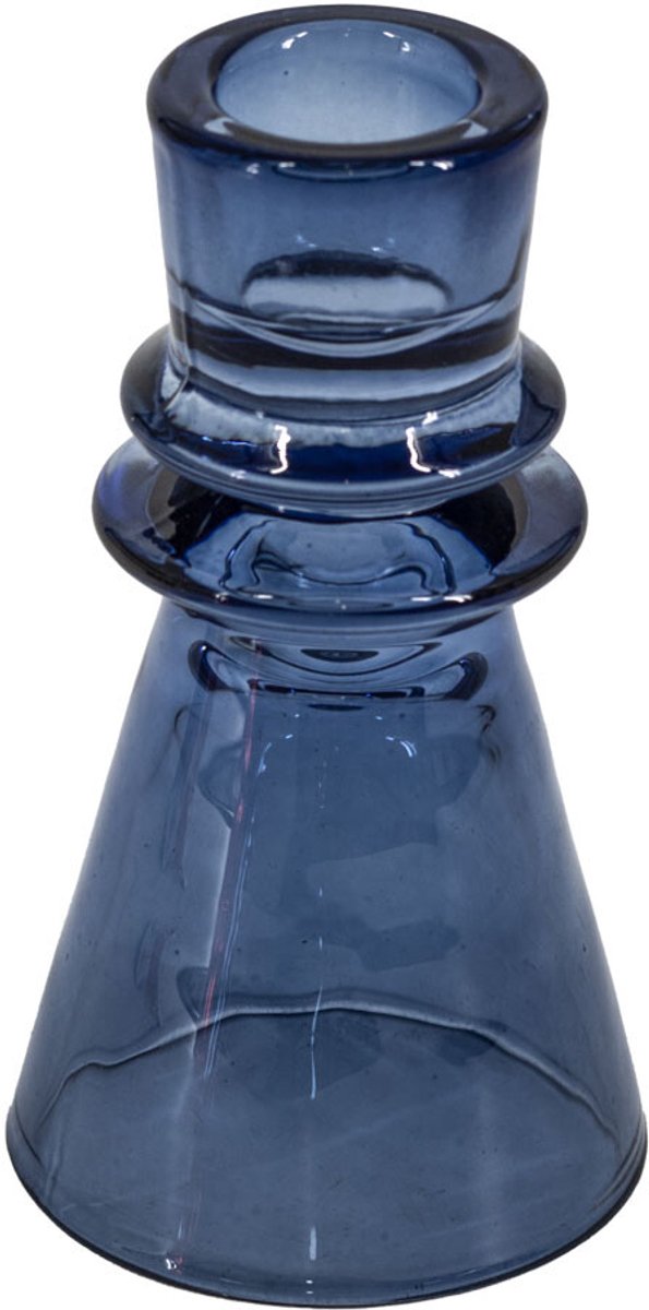Glazen kaarsenstandaard blauw
