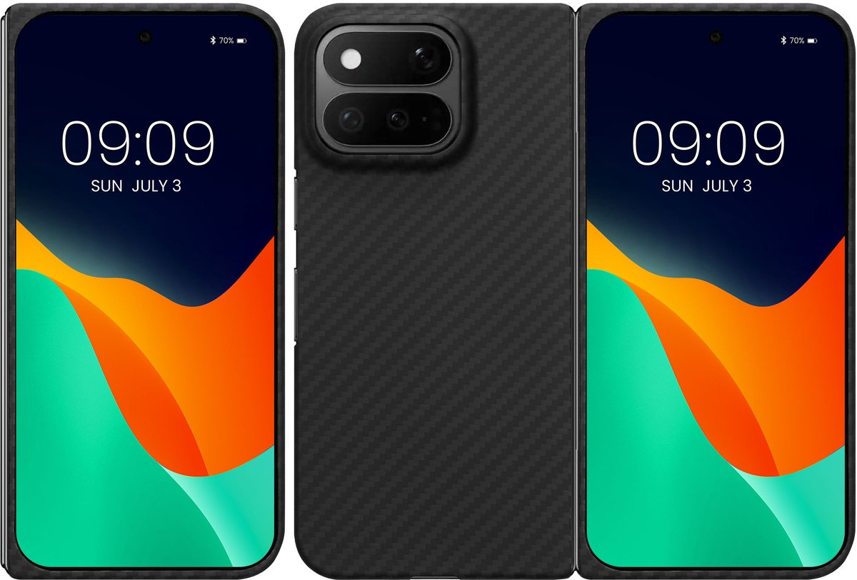 kalibri hoesje geschikt voor Google Pixel 11 Pro Fold - aramidehoes voor smartphone - mat zwart
