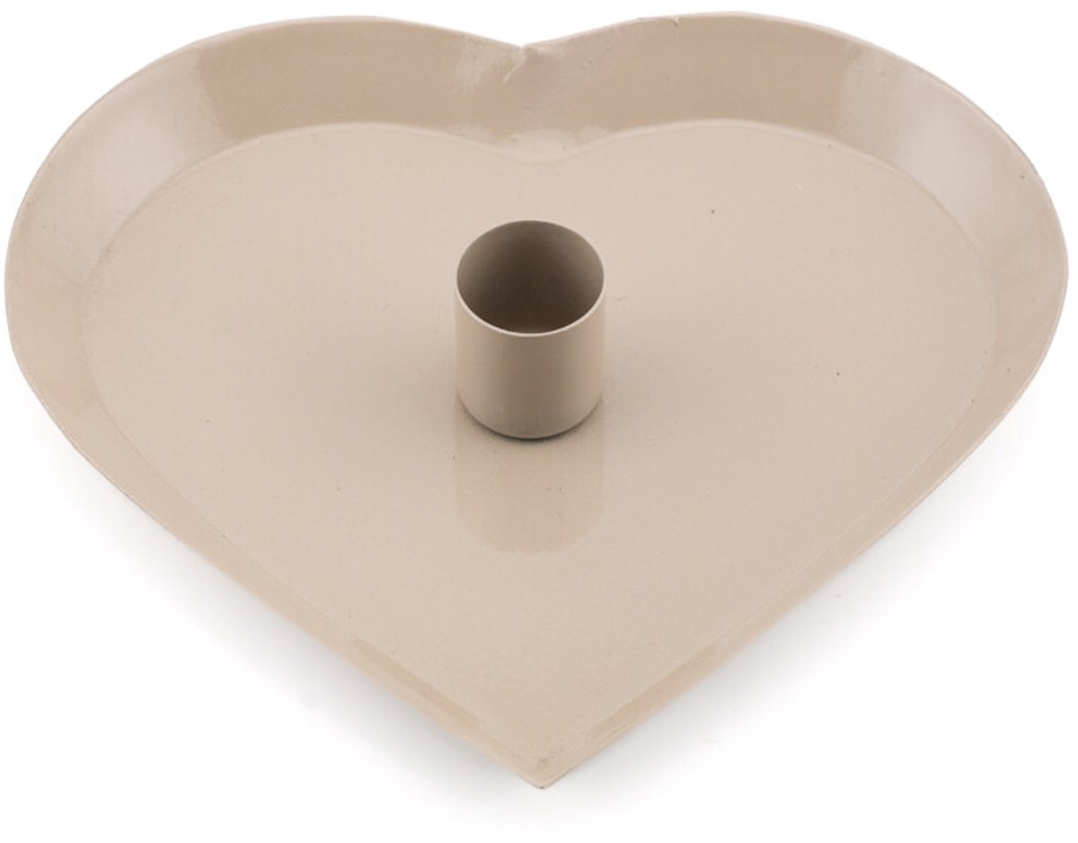 Kaarsenstandaard hart beige 16cm