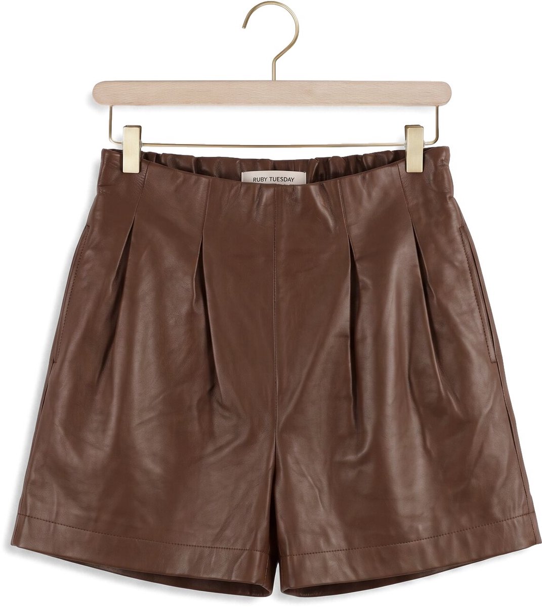 Ruby Tuesday Kisol Leather Shorts Broeken Dames - Bruin - Maat 40