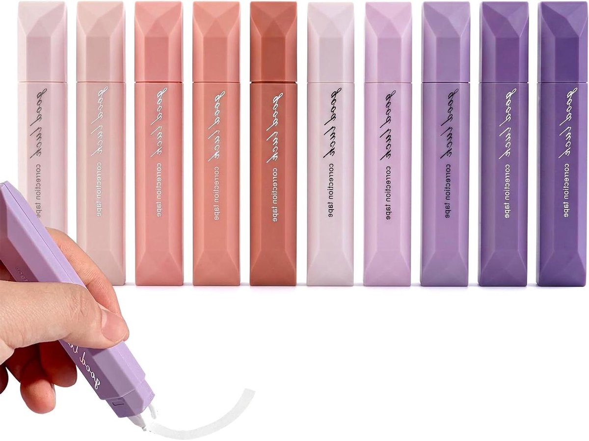 Correctietapes Mini - Correctierollers Set - Fouten Maken - Sneldrogend Direct Overschrijven - 10 Stuks 3 Meter - Pastel Kleuren