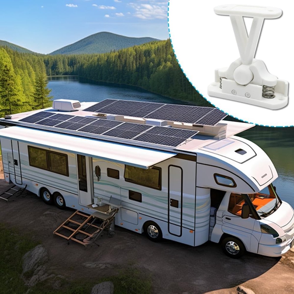 Caravandeurvastzetter - Wit - 7 x 7,5 cm - Nylon Deurhouder voor Campers en Caravans