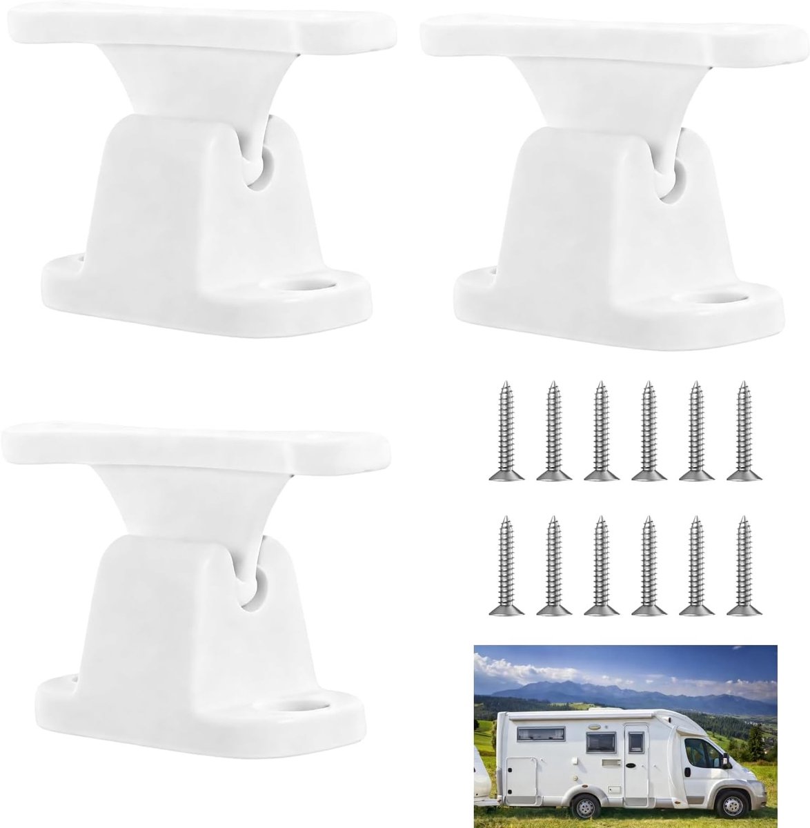 Caravandeurblok - Wit - T-vormig - Nylon - Voor Caravans en Campers