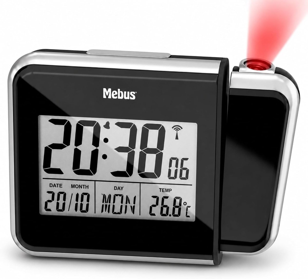 Digitale Wekkerradio met Tijdprojectie - Zwart - Draaibaar - Thermometer - Voor Thuisgebruik