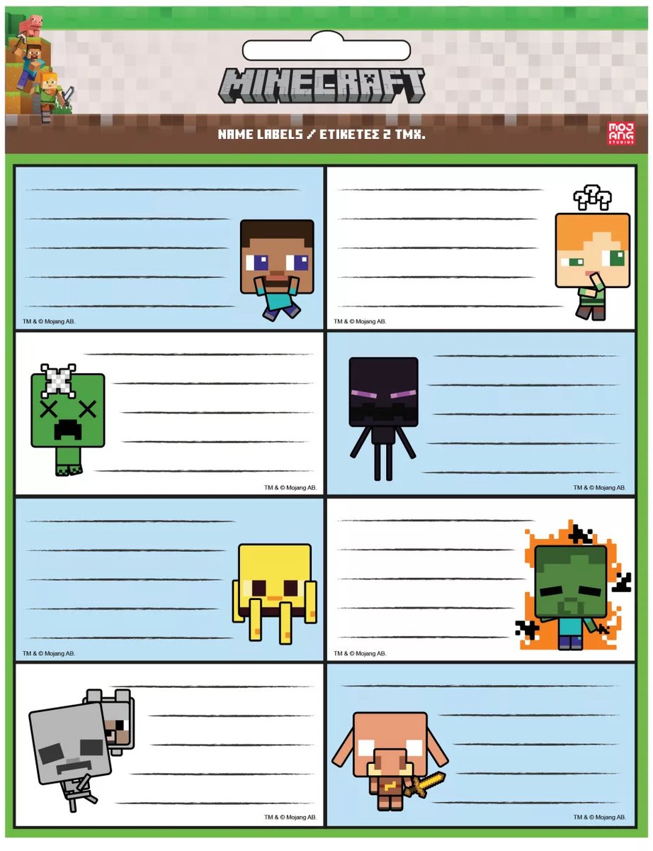 Stumble Guys & Minecraft Notebook Labels 16 Stuks – Etiketstickers – Creepers Need Hugs