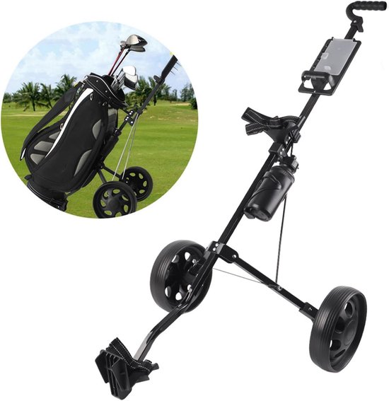 Opvouwbare Golftrolley - 2-wiel Trolley - Golfen Gemakkelijk Maken - Lichtgewicht en Stevig - Max 40 kg - Zwart — afbeelding 5