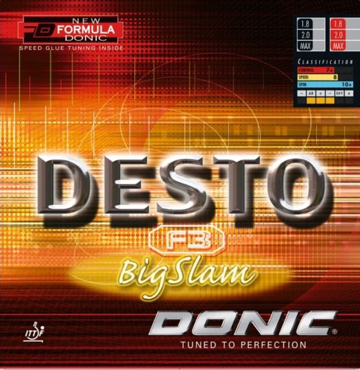 Donic - Desto F3 Big Slam - Rood - 2.0 - Tafeltennis Rubbers