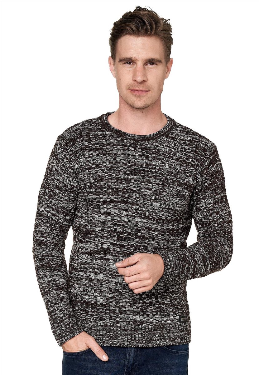Rusty Neal - Heren Trui - Beige - Bruin - Ronde Hals - Stijlvol