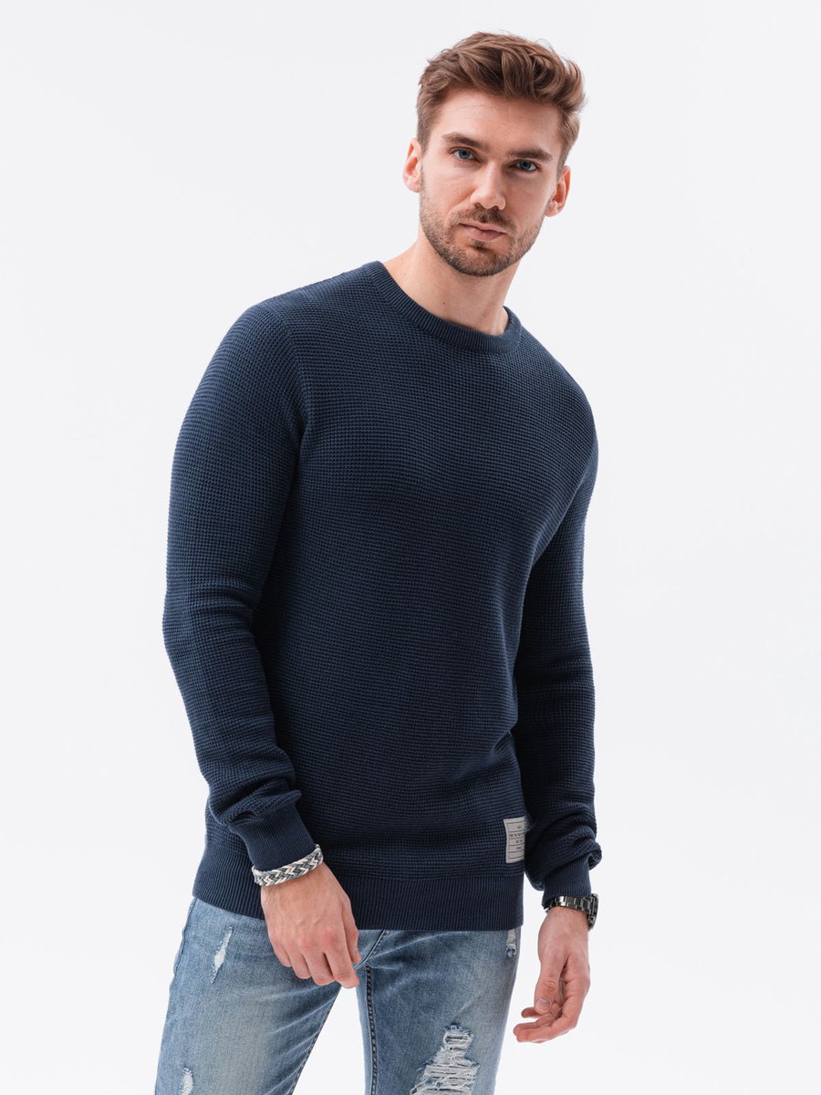 Edoti - Heren Sweater - Navy - Klassiek - Ronde Hals