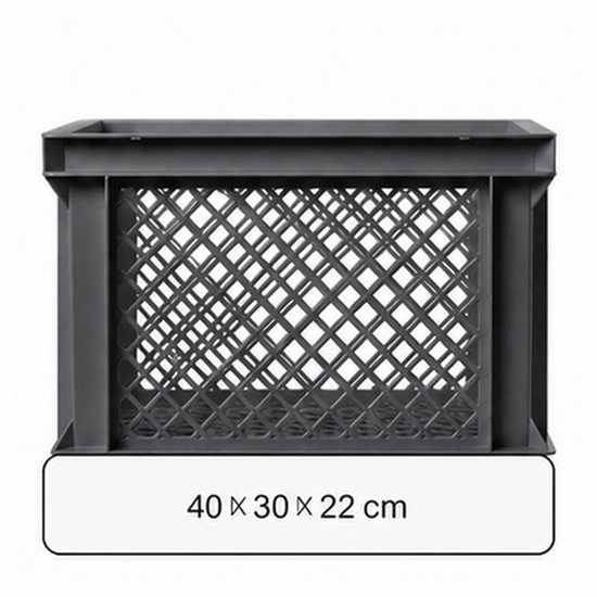 Vintag Fietskrat - 26 Liter - 40 x 30 x 22 cm - Kunststof - Donkergrijs — afbeelding 3