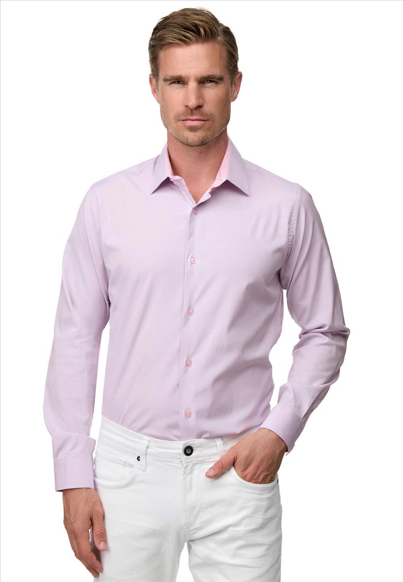 Rusty Neal - Heren Overhemd - Lavendel - slimFit - Modaitalia
