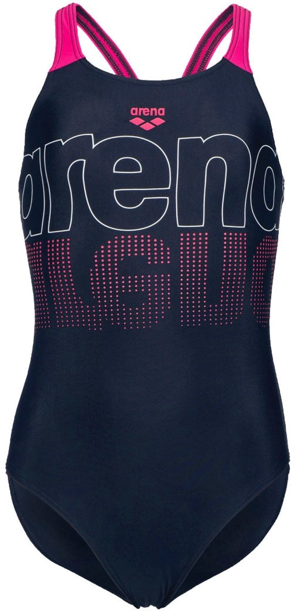 ARENA V Back Graphic - Zwempak - Marine-Roze - 8-9