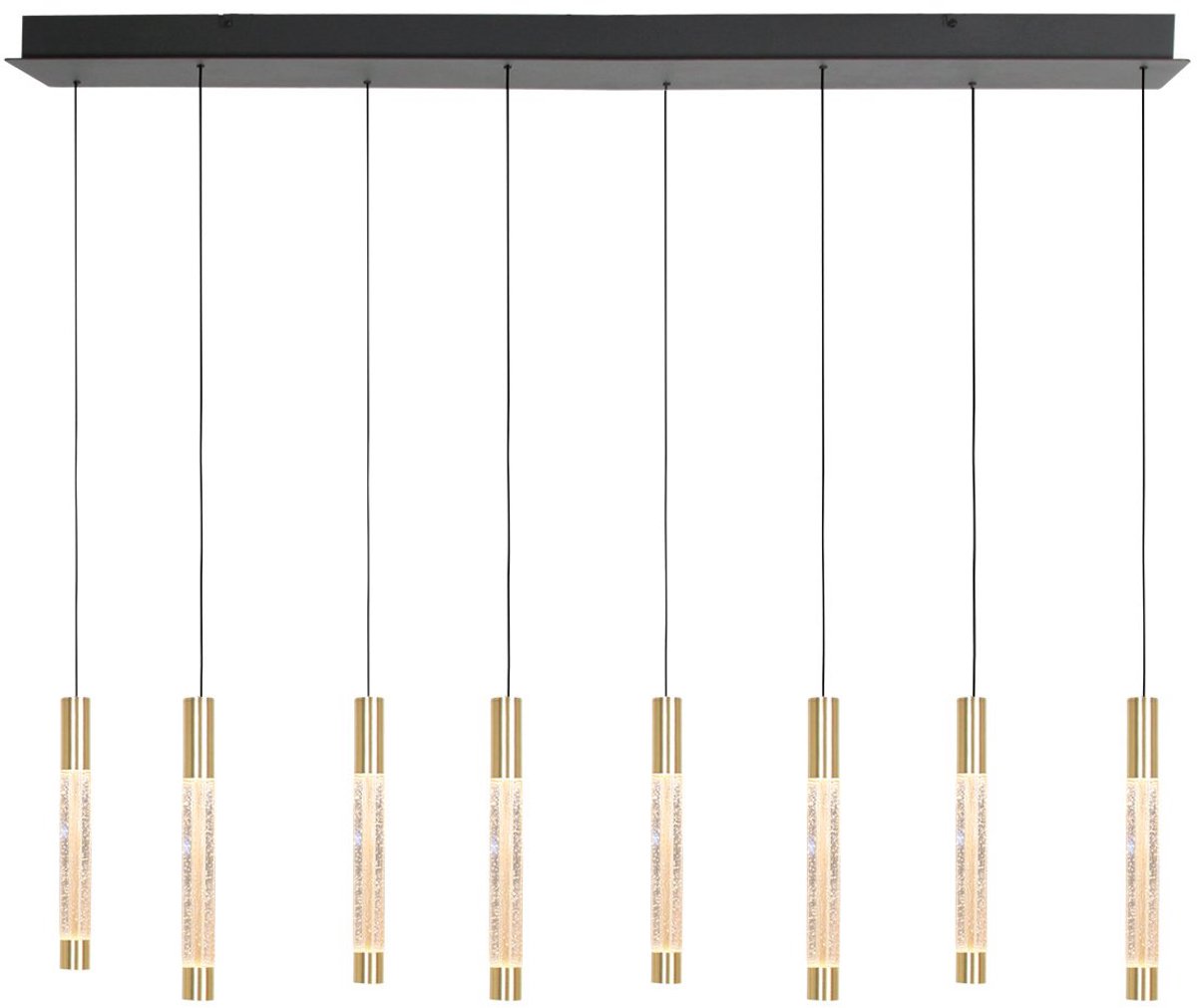 Hanglamp Alisio 4581ME 8-lichts luxe messing met handgeblazen glas, hoogte instelbaar, design, Steinhauer