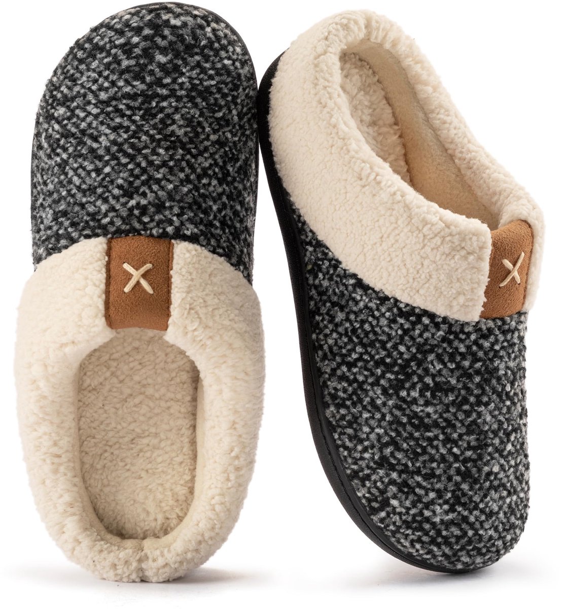 ULTRAIDEAS Knusse damesslippers met traagschuim, fuzzy imitatiewol en pluche, fleecegevoerde schoenen voor binnen en - ShopVlot