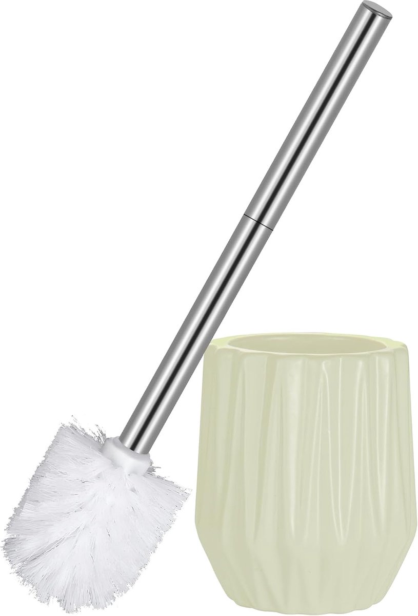 FIISAYL Toiletborstel met toiletborstelhouder van keramiek, beige - ShopVlot