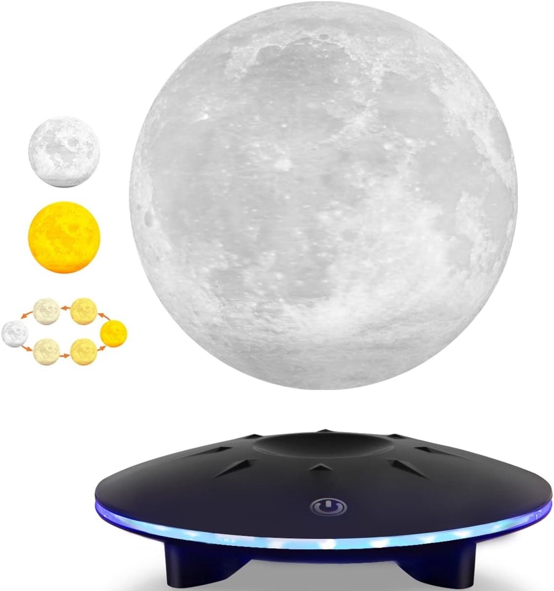 Zwevende Maan Lamp - Wit - 5,12 inch - 3D-geprinte LED Nachtverlichting - Voor Kamerdecoratie en Cadeaus
