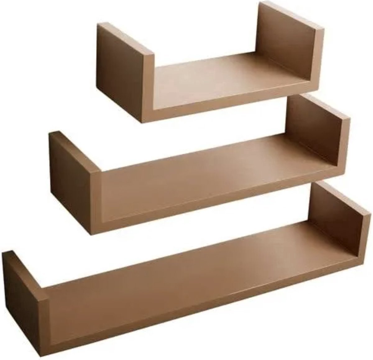 Boekenkast Bruin - Hout, Wandplank en Set van 3 met Bruin Hout - Voor Kinderkamer