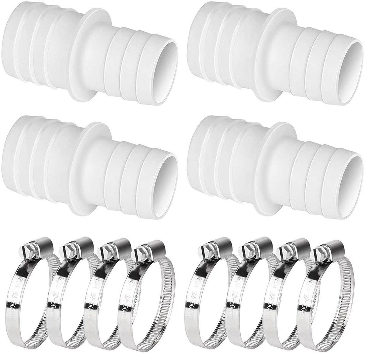Dailygoods- Slangkoppeling Dubbel - Slangaansluiting - Slangconnectoren - Slangklemmen - Kunststof - 4 Stuks