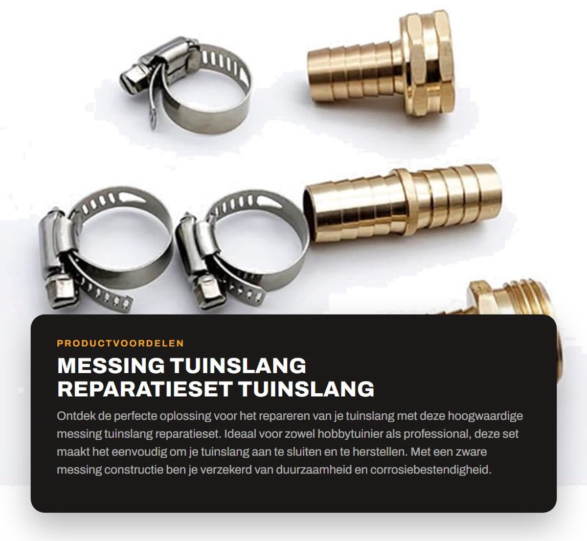 Dailygoods- Tuinslang Reparatieset Messing - Slang Connector - RVS Klem - 5/8 Inch - Corrosiebestendig - Eenvoudig te gebruiken - Slangconnector