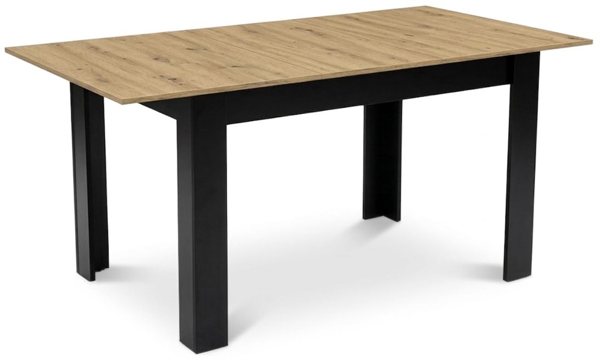 Dailygoods- Eettafel uittrekbaar 120-160 x 80 cm - Rechthoekig - Houtlook - Inlegplaat - Z