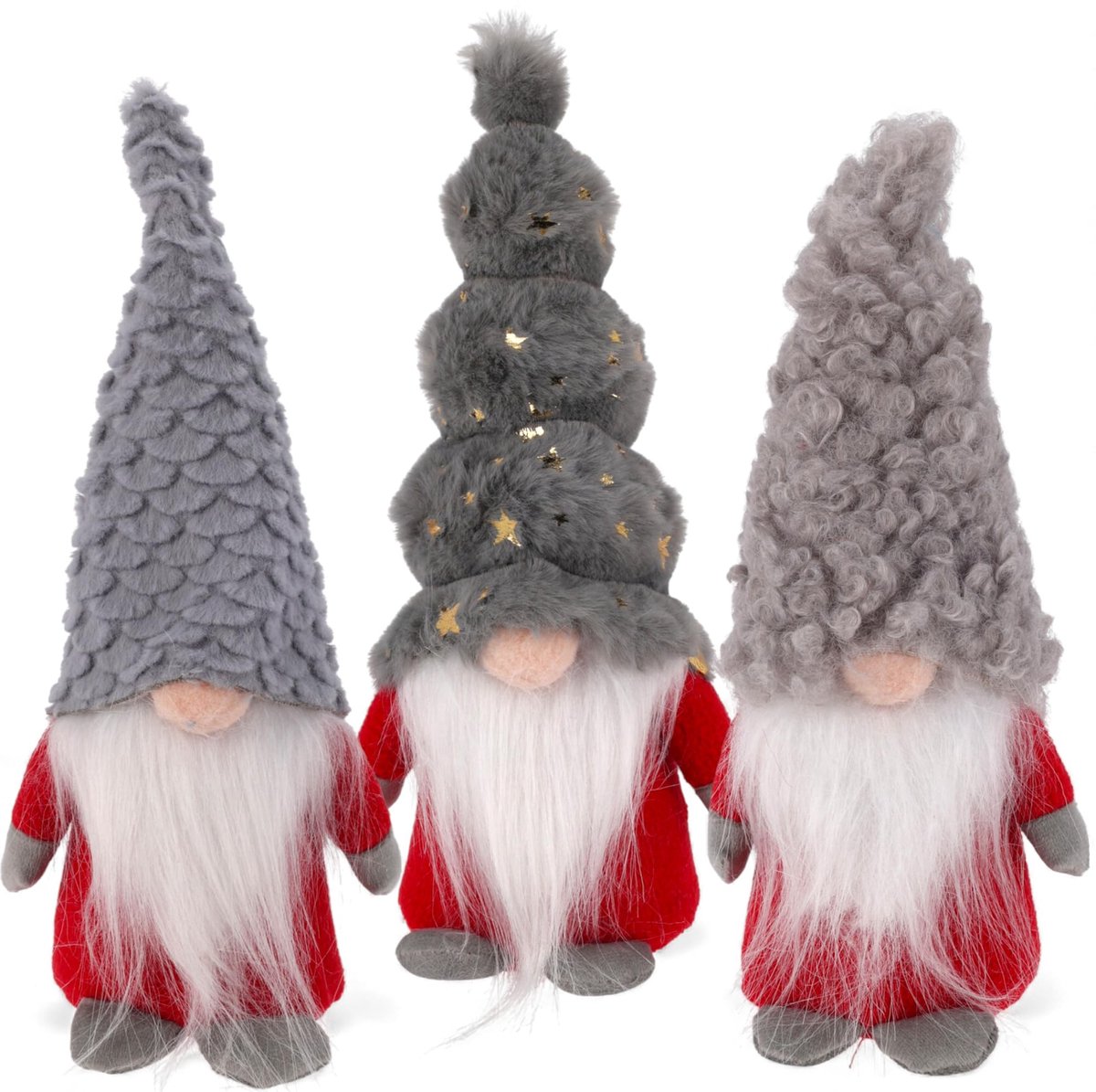 Dailygoods- Kerstkabouters set van 3 - Decoratieve Kabouters met hoge muts - Scandinavisch