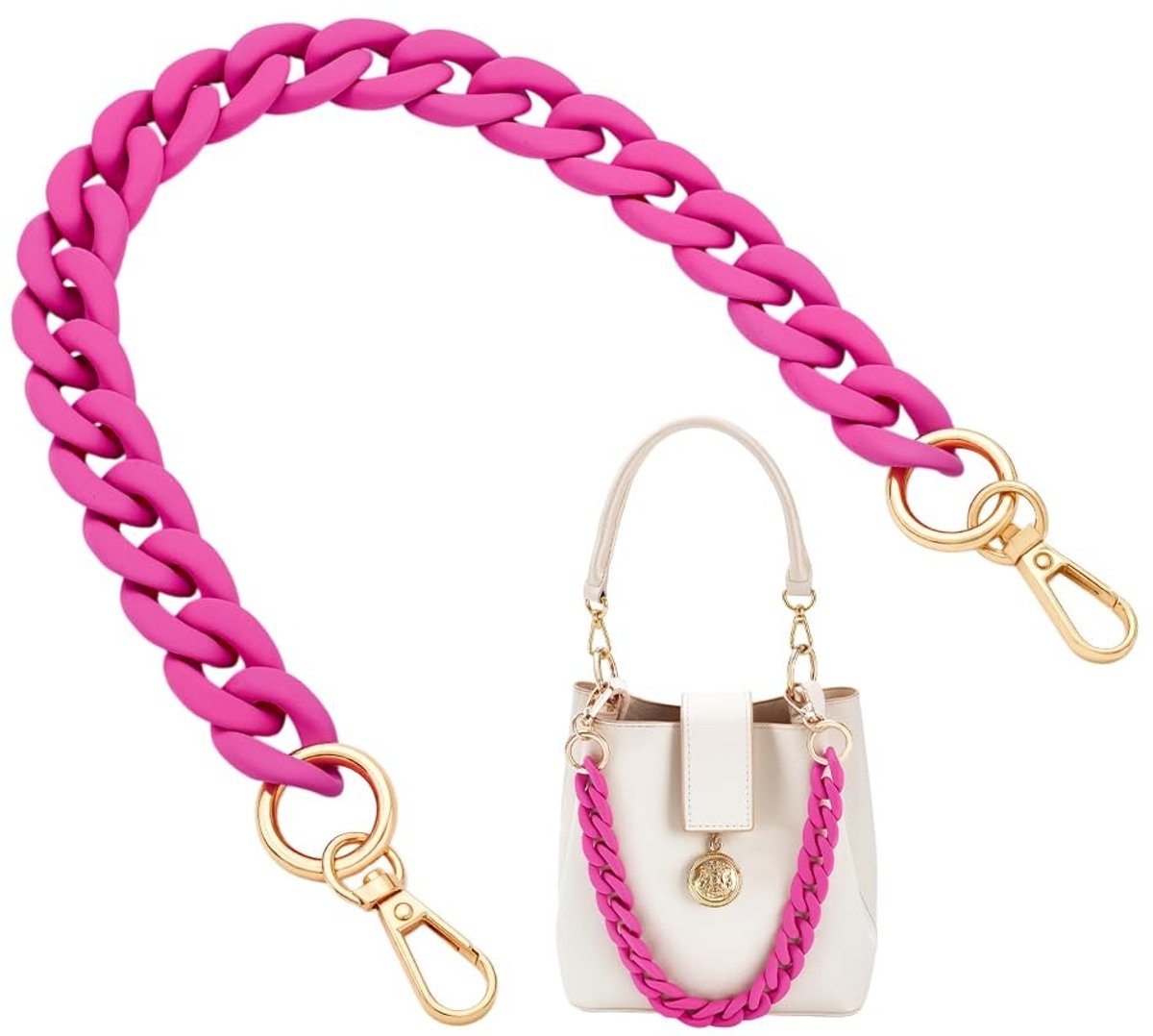 Dailygoods - Roze Acryl Tas Ketting - Decoratieve Portemonnee Riem