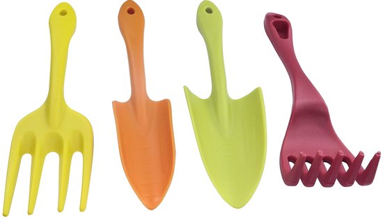 Dailygoods - Set van 4 Tuingereedschap - Troffel en Transplanter - Onkruidvork en Hark - Graafset - Oppot- en Verplantgereedschap - 190-210 mm - Tuina van Dailygoods — afbeelding 2