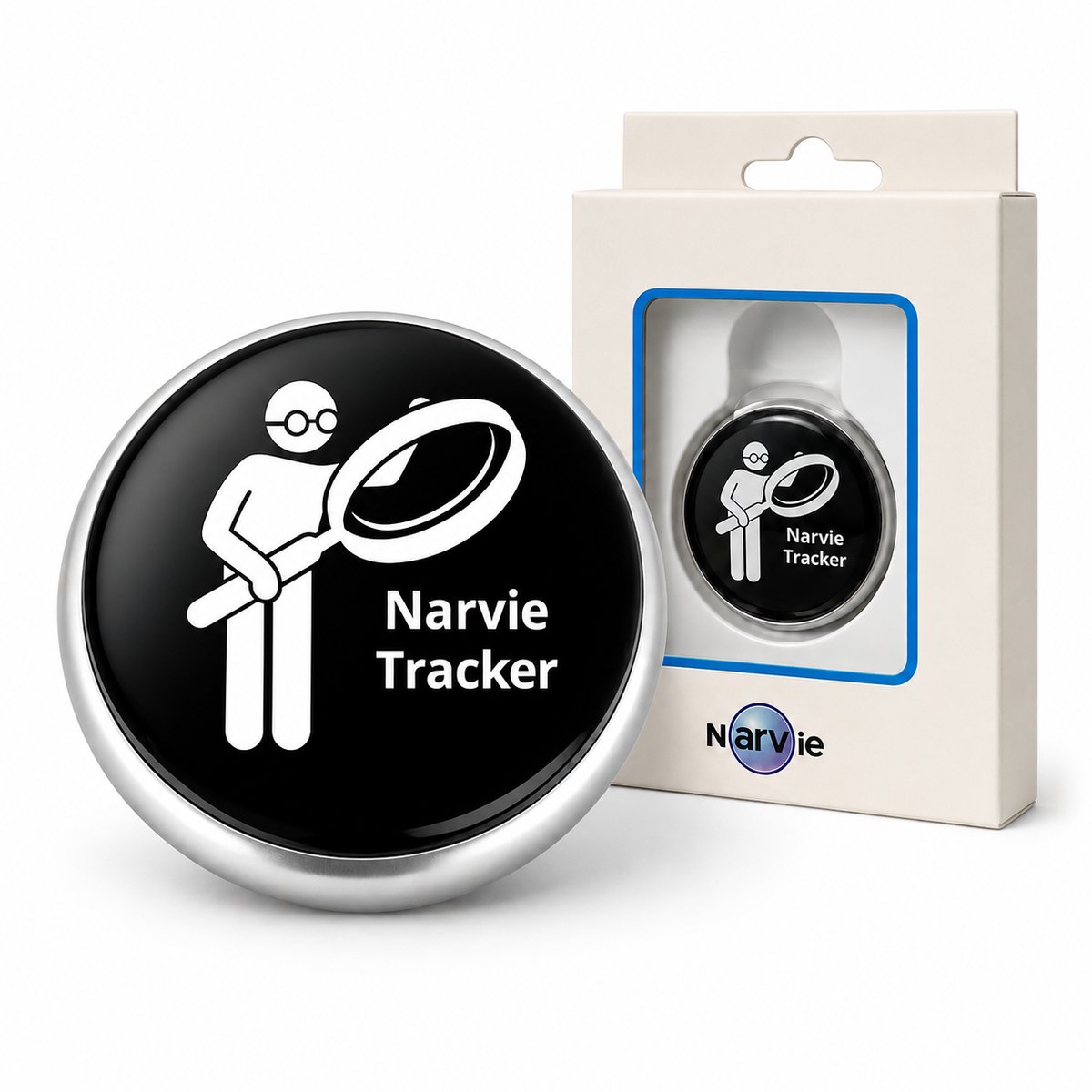 NARVIE - Bluetooth GPS Tracker zonder abonnement - Wereldwijde locatie via app - Geschikt voor Android & iPhone - Sleutels Key Finder - incl. gratis app