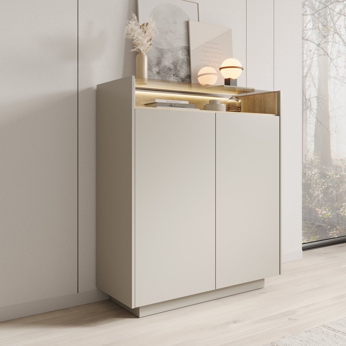 Meubella - Heath - Dressoir - Beige - 103x40x119 cm