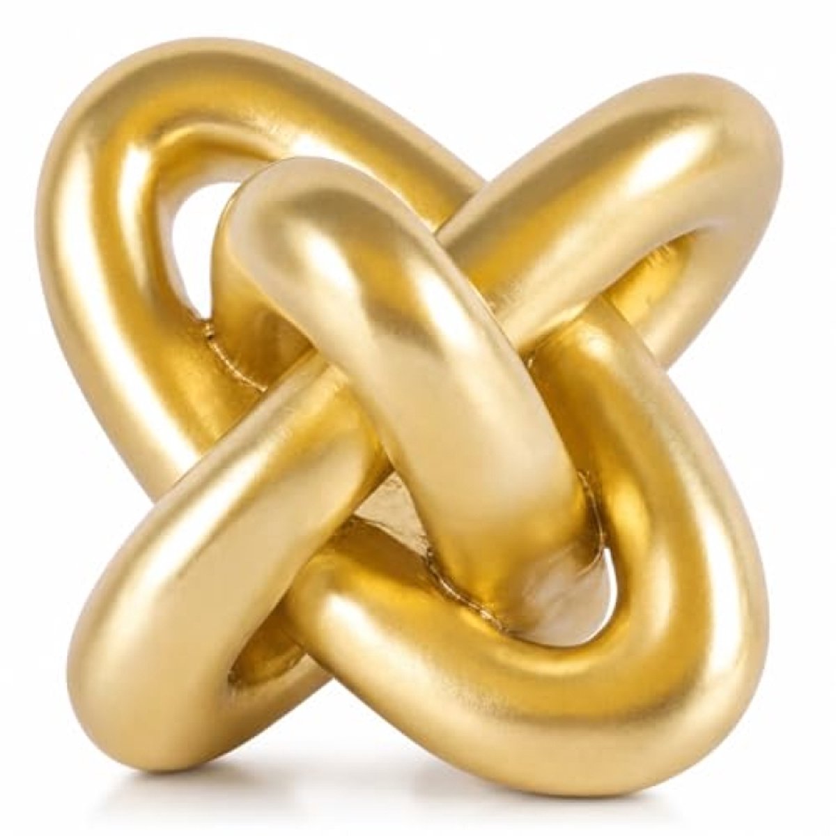 Gouden Knoop Decor voor Koffietafel Boek - Kettingschakel Woonkamer Decor - Minimalistische Knoop Sculptuur voor Thuis Woonkamer, 11 x 11 x 9 cm