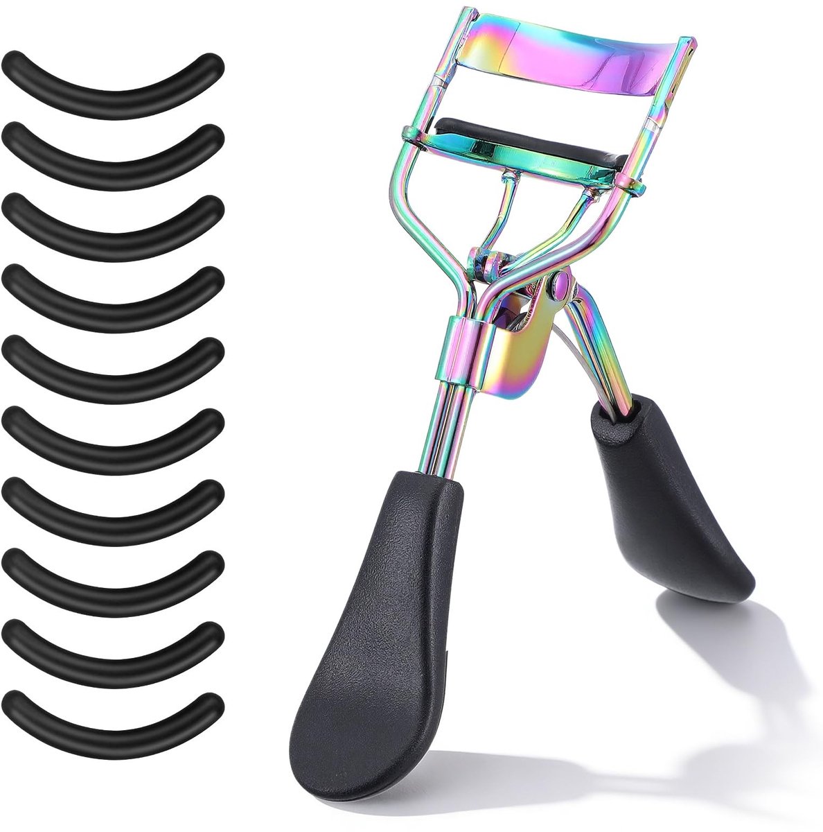Dailygoods - Sibba Professionele wimperkruller, wimperkruller met 10 extra siliconen vervangende pads voor vrouwen, geen knijpen of trekken, geschikt voor alle oogvormen (veelkleurig)