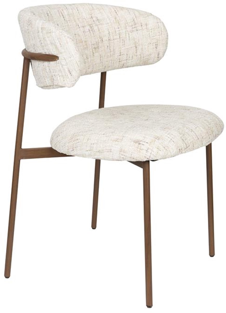 Eetkamerstoel Claes SET 2 stoelen stof wit met bruine poten