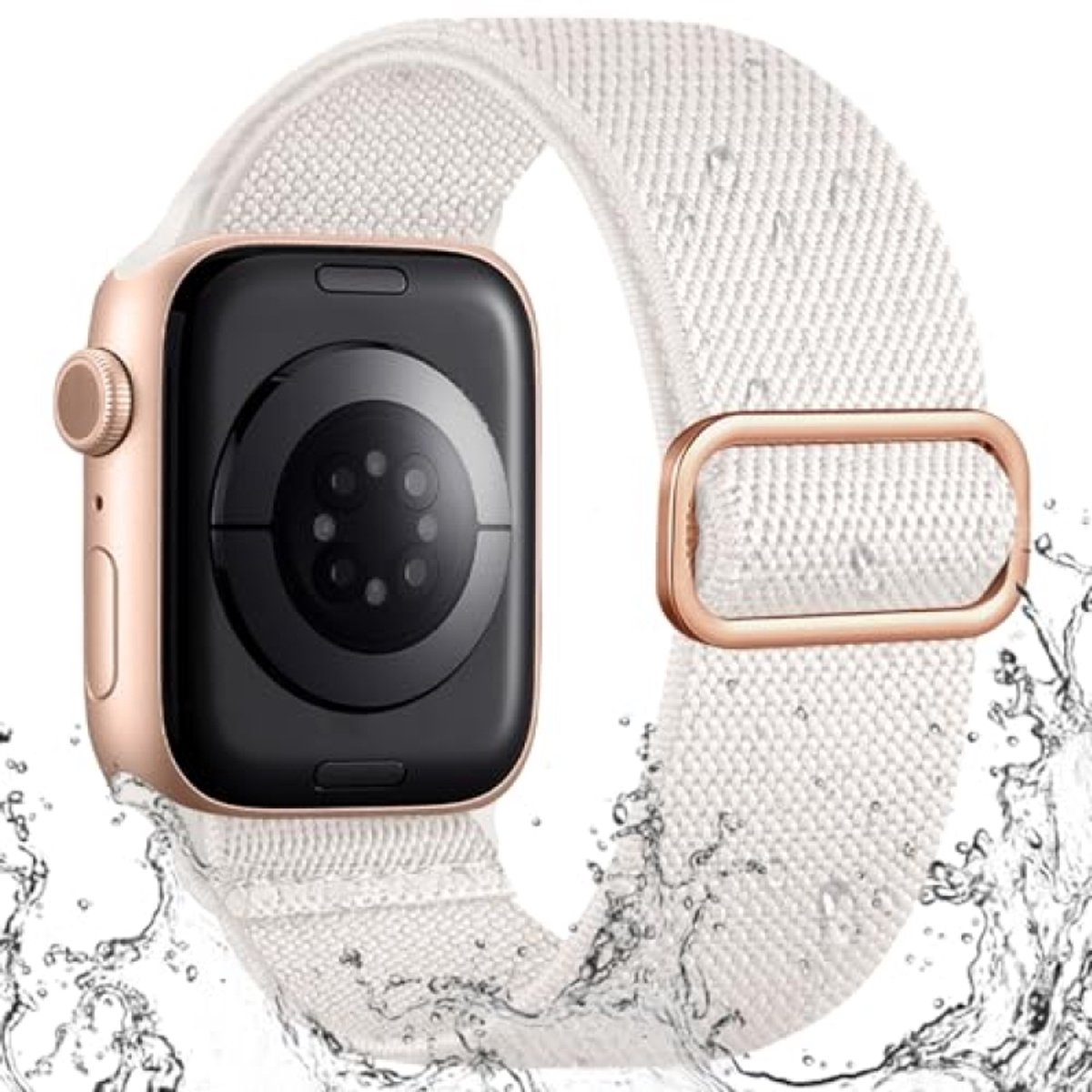 PromoHome Sportband compatibel met Apple Watch armband 42 mm, 40 mm, 38 mm, 41 mm - nylon elastische lus voor iWatch Series 10, 9, 8, 7, 6, 5, 4, 3, SE, Ultra 2, 1 - poolster