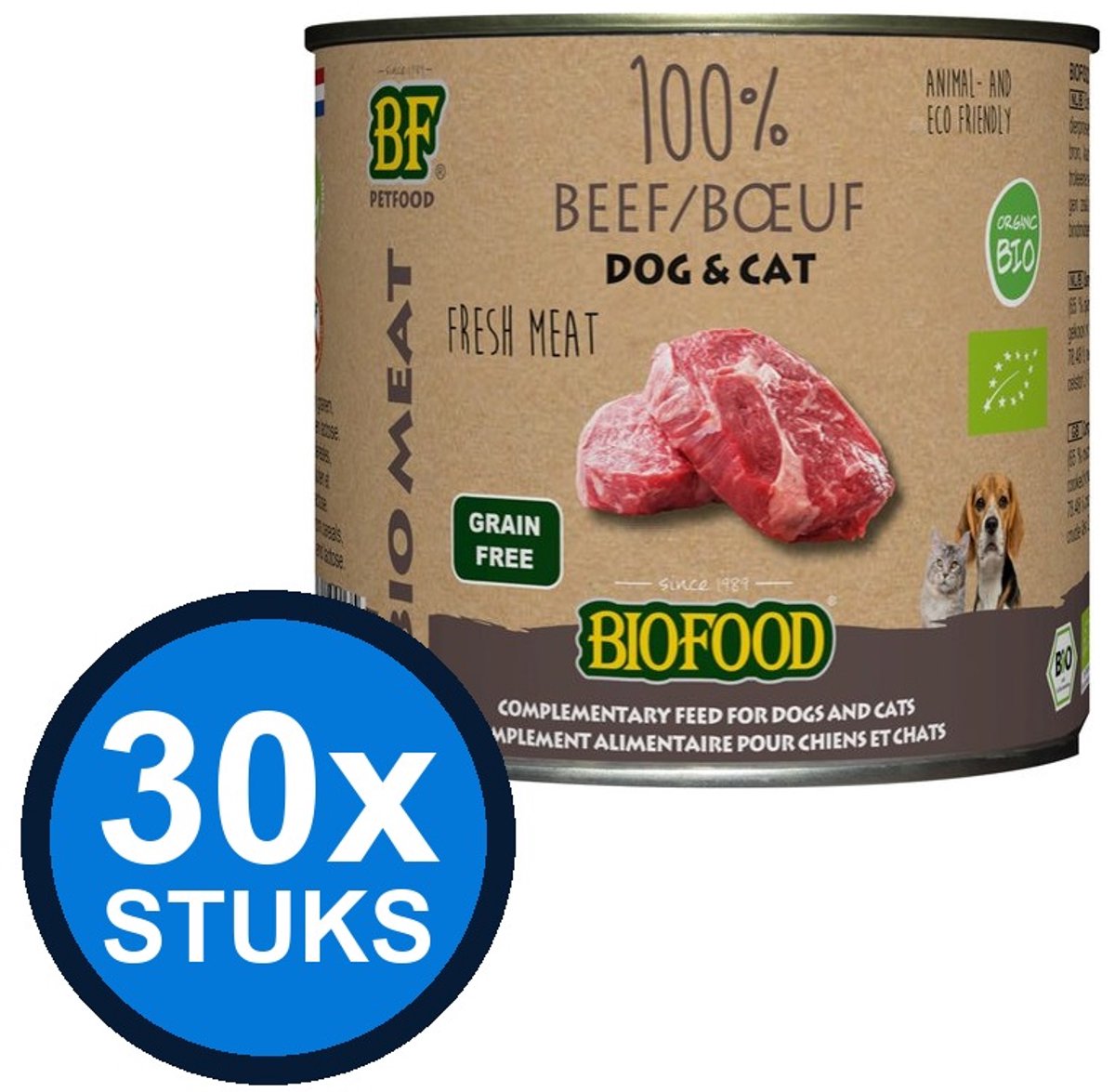 Biofood Biofood - Organic 100% Rund Blik - Hondenvoer Natvoer - 200g