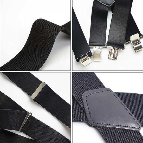 Verstelbare Elastische Steunbanden voor Mannen tot 1,95 m Hoog met 4 Metalen Clips en 5 cm Breedte in Grijs — afbeelding 5