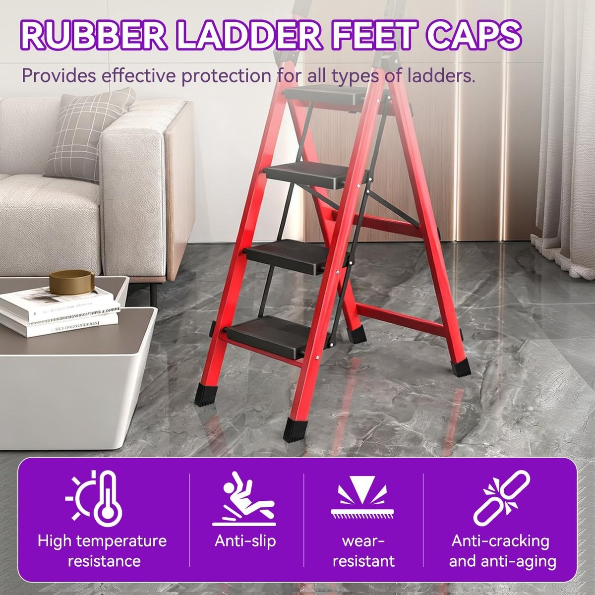 Vervangende rubberen voetjes voor ladders antislip 25 * 60mm,4Pcs - ShopVlot