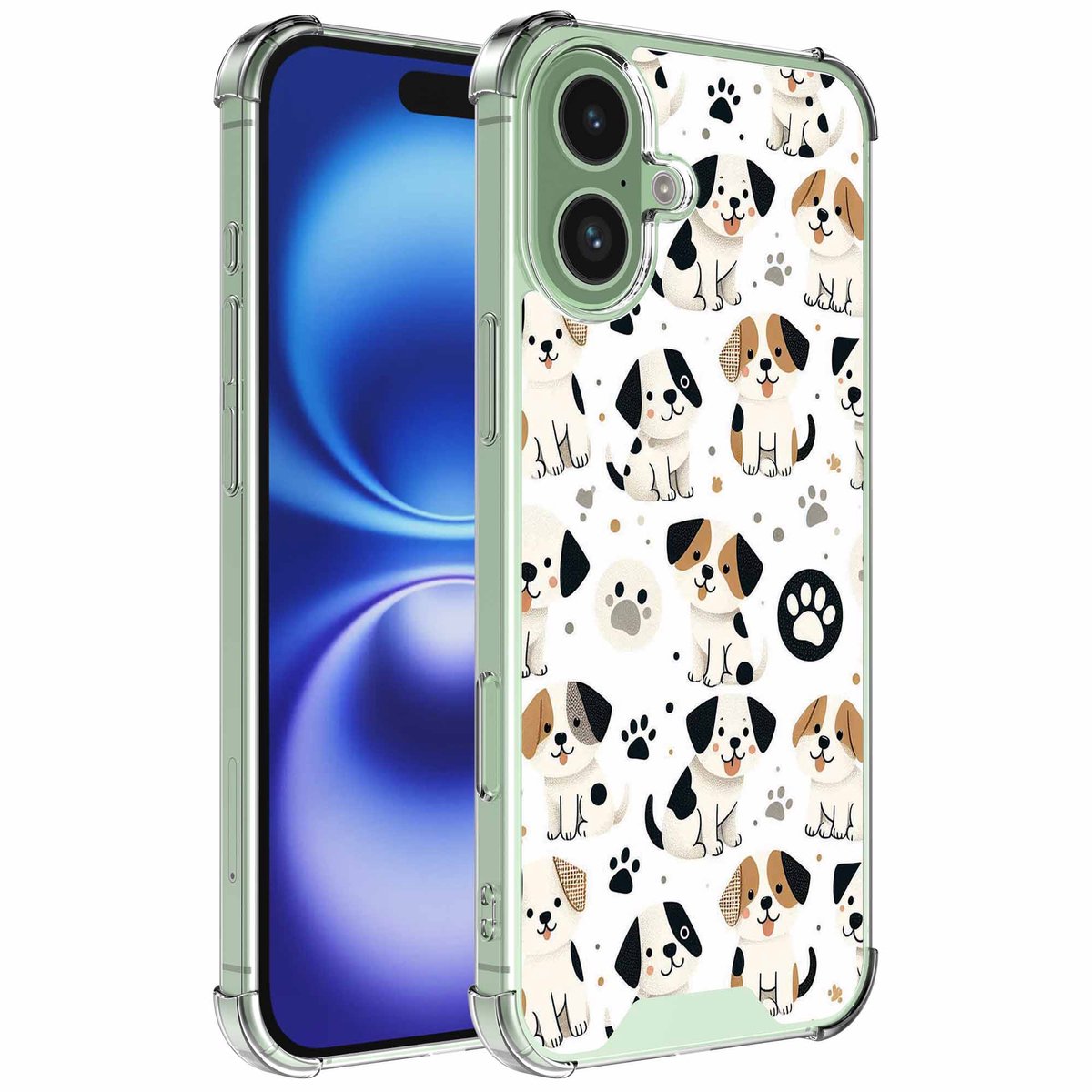 Smartphonica Geschikt voor iPhone 16 Telefoonhoesje met Honden en Pootjes opdruk - Draadloos op te laden - Shockproof Siliconen TPU Strong Case - Sterk Schokbestendig Telefoonhoesje geschikt voor iPhone 16