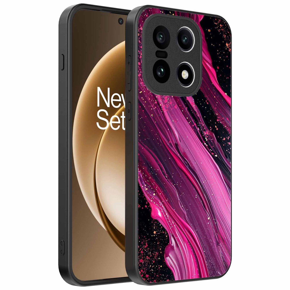Geschikt voor OnePlus 15 Telefoonhoesje met marmer opdruk - TPU backcover case marble design - Paars Roze - Smartphonica geschikt voor OnePlus 15