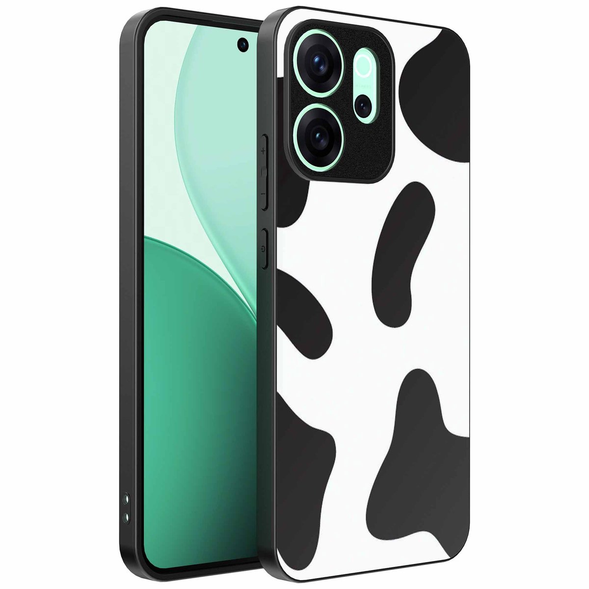 Geschikt voor Oppo Reno 15 Pro Telefoonhoesje met Koeienvlekken Opdruk - TPU Backcover Case With Cow Patches Design - Smartphonica geschikt voor Oppo Reno 15 Pro