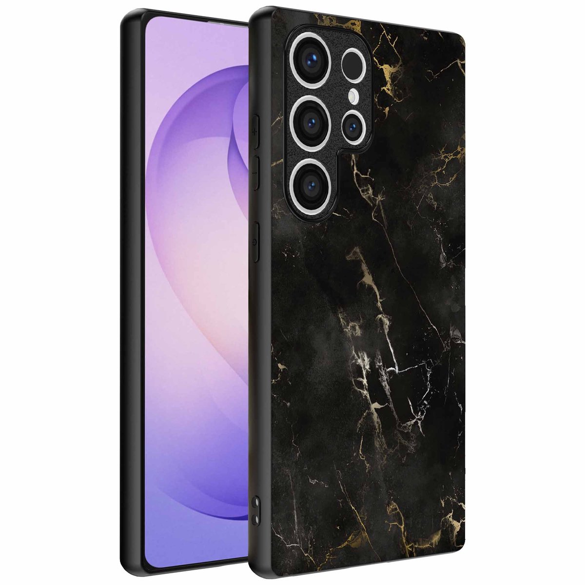 Geschikt voor Samsung Galaxy S26 Ultra Telefoonhoesje met marmer opdruk - TPU backcover case black marble design - Zwart - Smartphonica geschikt voor Samsung Galaxy S26 Ultra