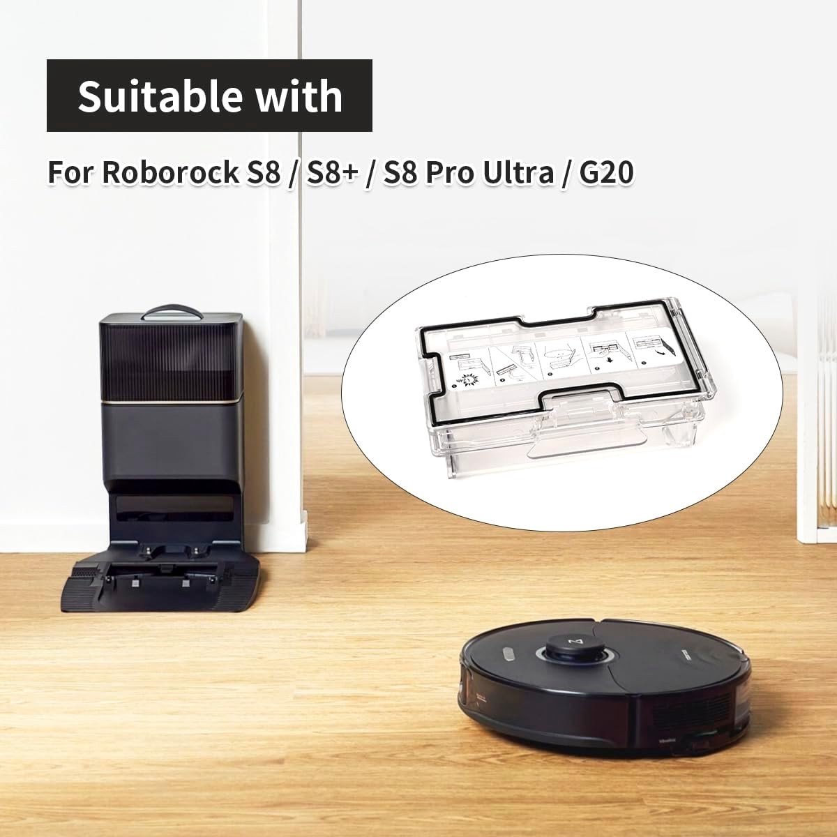Vervangende Stofcontainer voor Stofzuiger - Schoonmaaktool voor Roborock S8, S8 Plus en S8 Pro - Duurzaam en Lichtgewicht Plastic