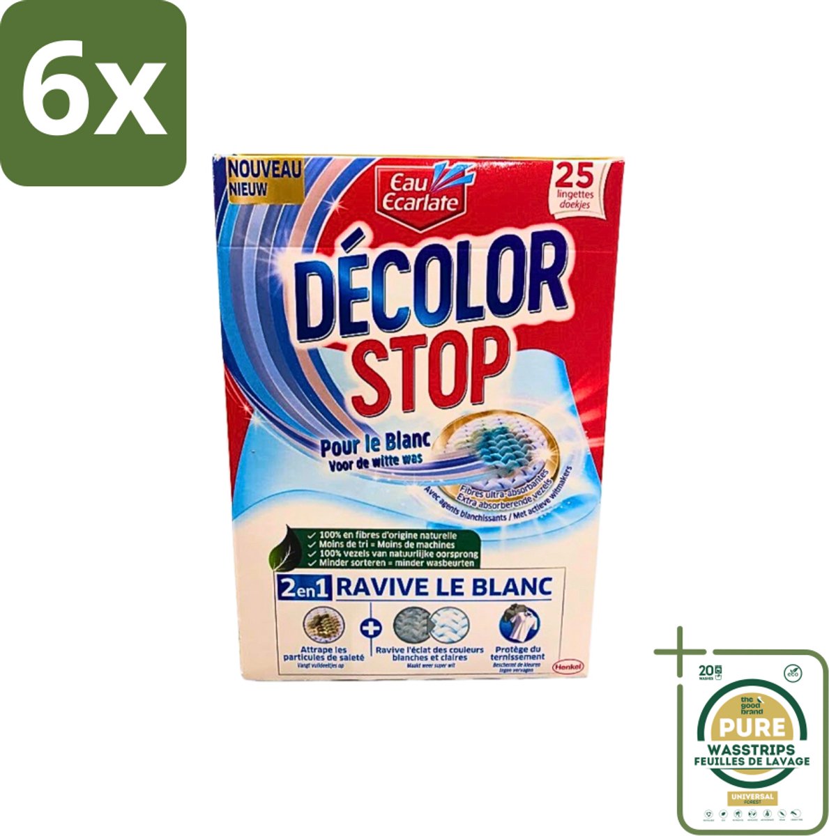 Eau Eclarate - Sublim Blanc - Ultra Witmakend - 25 doekjes - Voordeelverpakking - 6 stuks - Witmaken - Textielreiniger