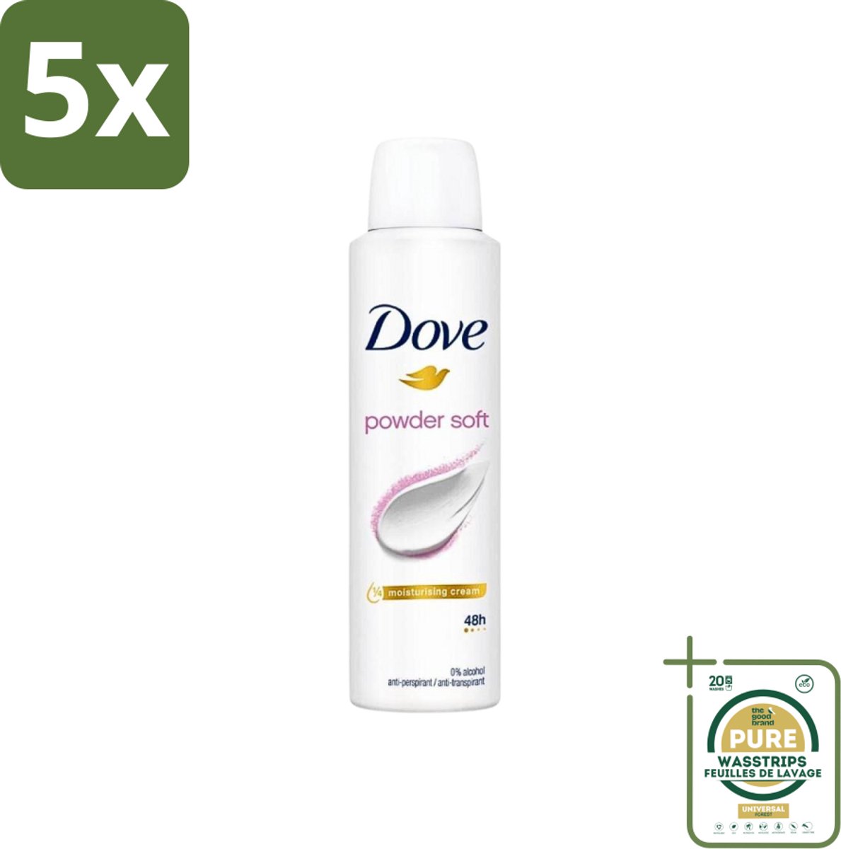 5 x Dove - Deospray - Powder Soft - 150 ml - Grootverpakking - Deodorant - Poeder - Oksels - Transpiratie - Geur