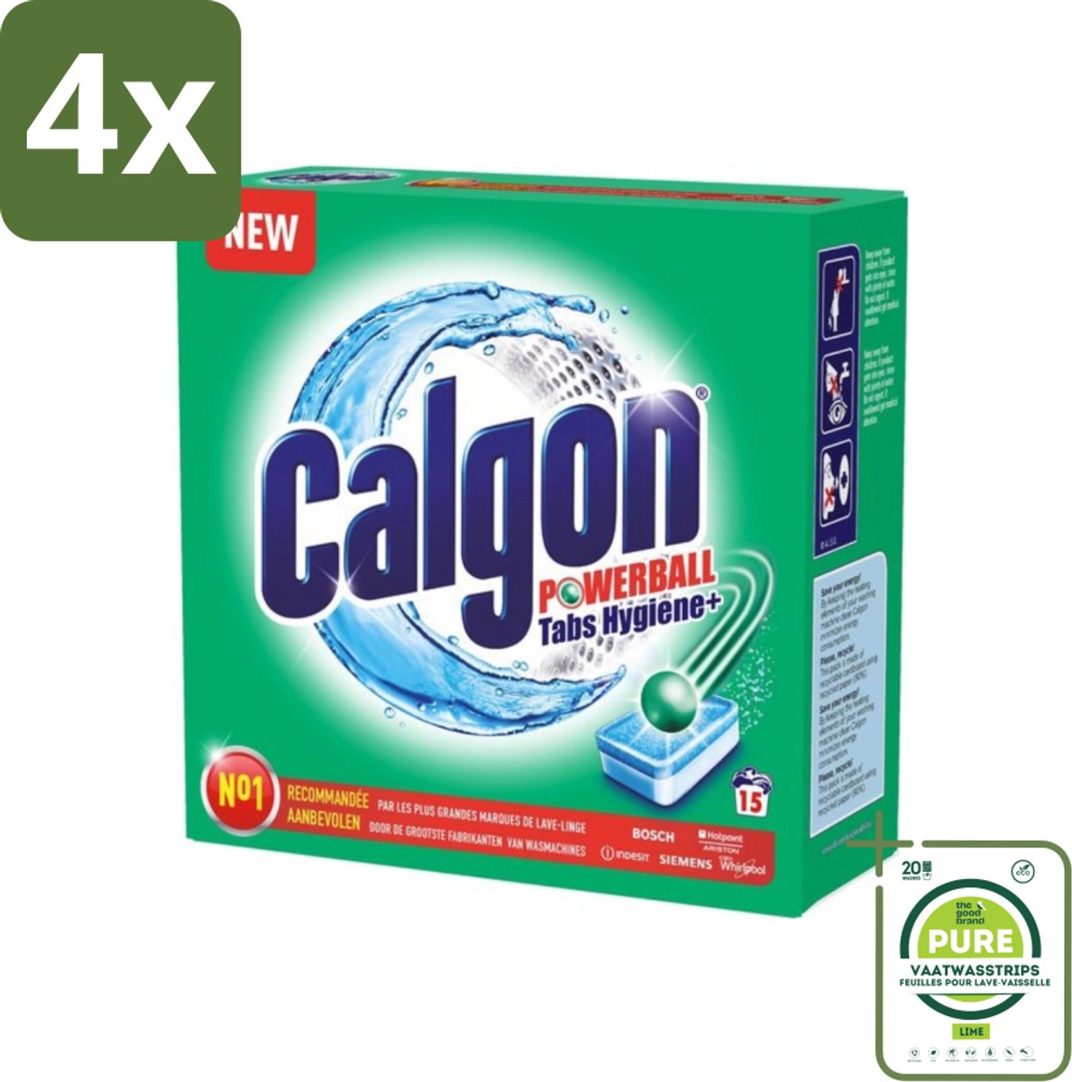 Calgon - Wasmachinereiniger - Tegen Kalk - 15 Tabletten - Voordeelverpakking - 4 stuks - Wasmachine reiniger - Kalk verwijderaar
