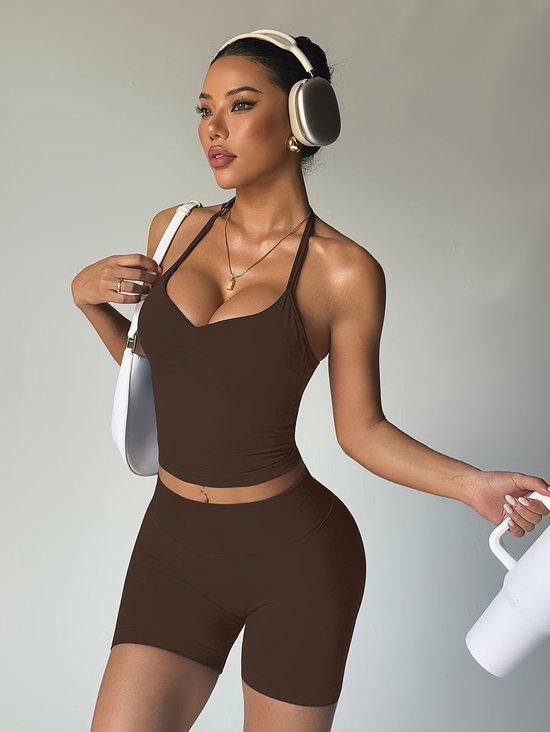 Currero Pilates Pak Dames - Yoga - Buttshaper - Gym - Fitness - Butt Lift - Bil Vergrotend - Heup Liftend - Yogakleding - Bruin XS — afbeelding 3