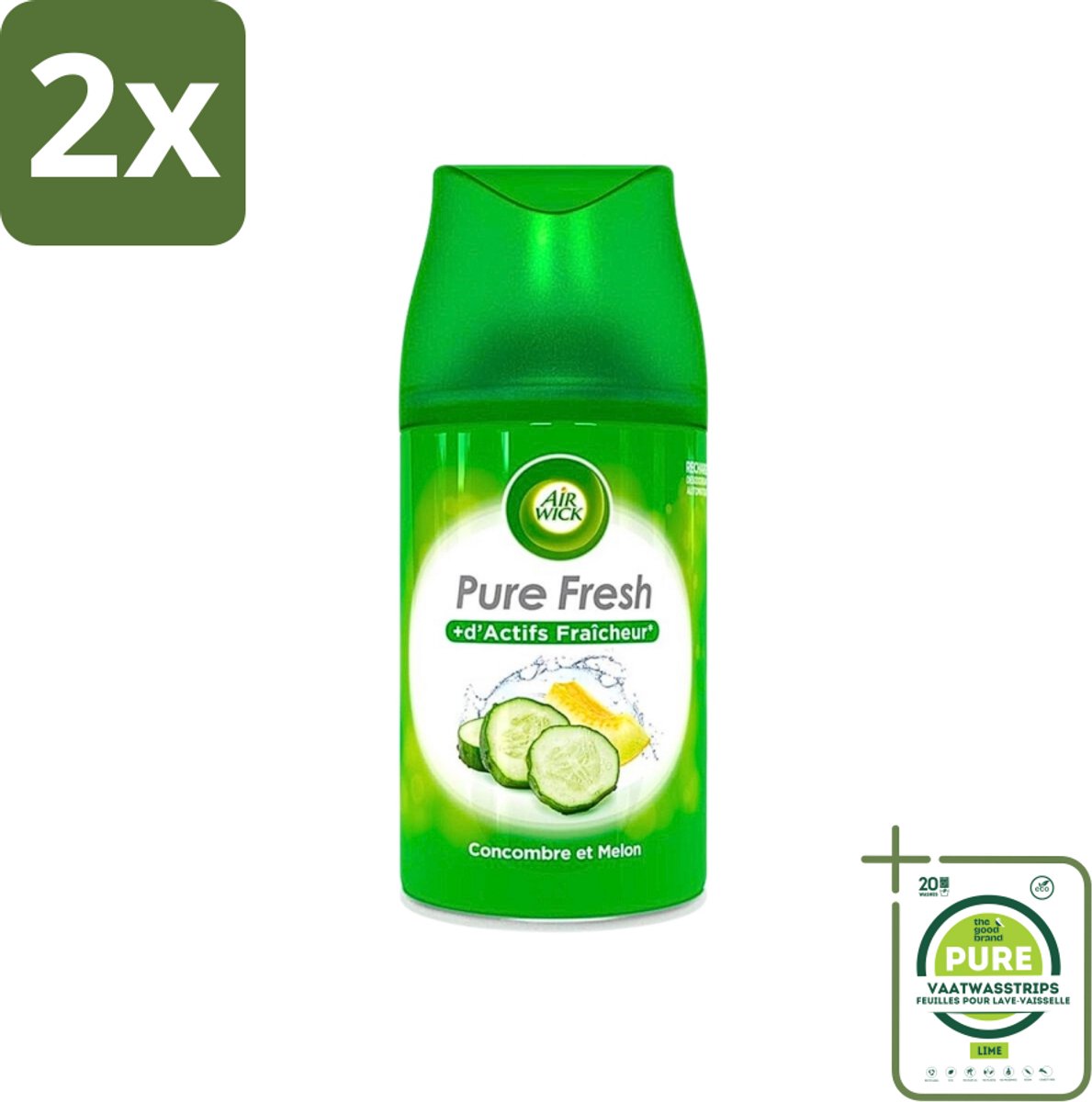 Air Wick Freshmatic - Luchtverfrisser Navulling - Pure Fresh Komkommer - 250ml - Voordeelverpakking - 2 stuks - Luchtverfrisser - Geurverspreider